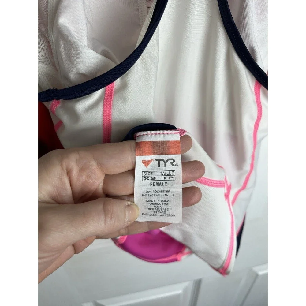 NWT TYR Activewear Women’s XSmall White And Pink Tank New USA Flaw